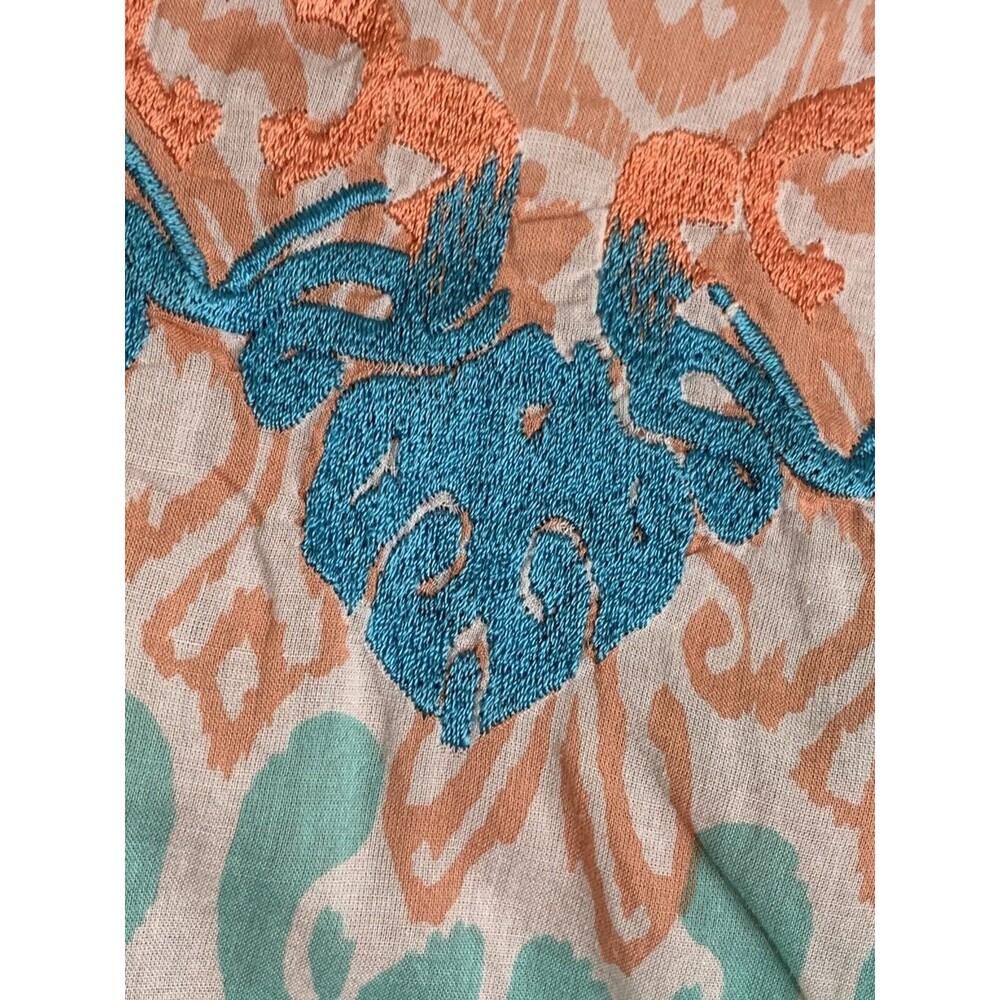 Chicos sz 2 L Beaded Boho Embroidered Light Knit Cotton Blouse top  (09) - Picture 10 of 12
